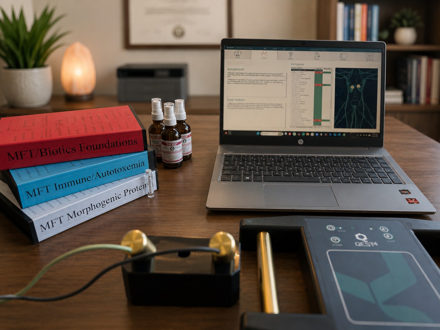 The tools of assessment — MFT muscle testing references, NET, remedies, and the Qest4 bioenergetic system
